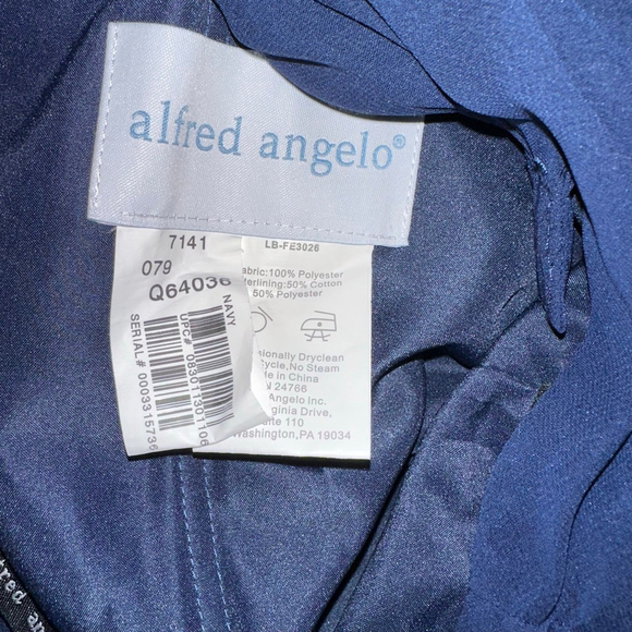 Women's Alfred Angelo Navy Maxi Dress Size 18 Wedding Formal Chiffon Prom Plus - Picture 5 of 12